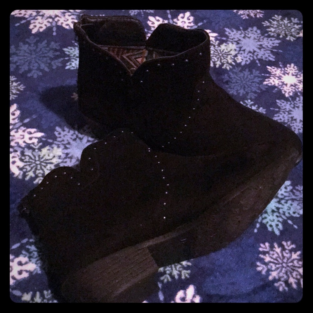 Black brushed suede ankle boots